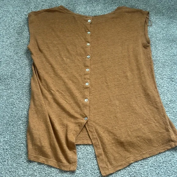 Linen Tahari Cami for under blazer tan button up in back Sz Medium - Picture 4 of 5